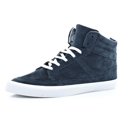 navy suede high tops
