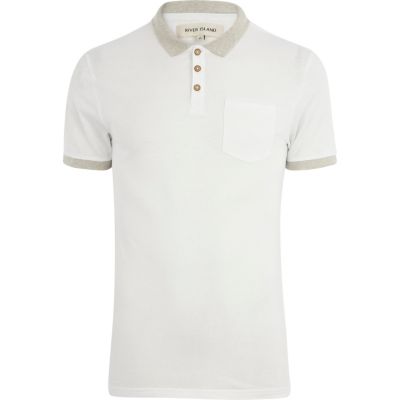 White contrast trim polo shirt