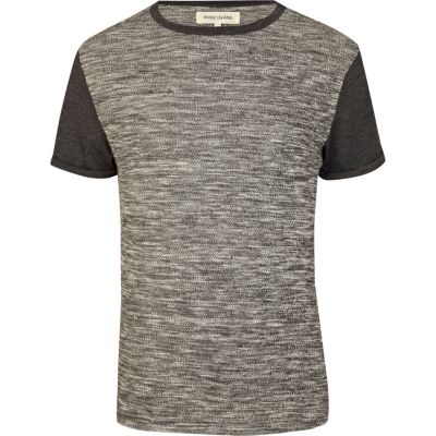 Grey marl colour block t-shirt