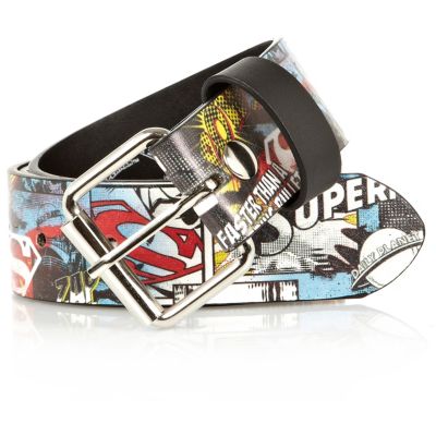 Blue Superman comic print belt