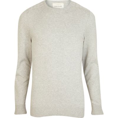 Grey contrast shoulder patch jumper