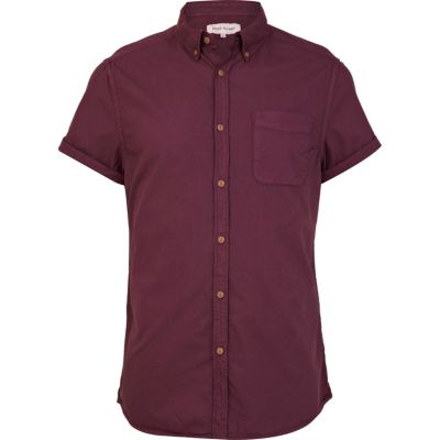 Purple short sleeve Oxford shirt