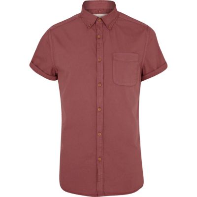 Pink short sleeve Oxford shirt