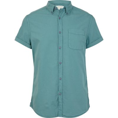 Green short sleeve Oxford shirt