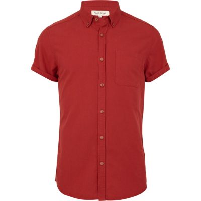 Red short sleeve Oxford shirt