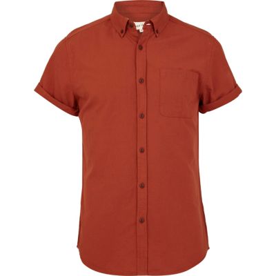 Orange short sleeve Oxford shirt