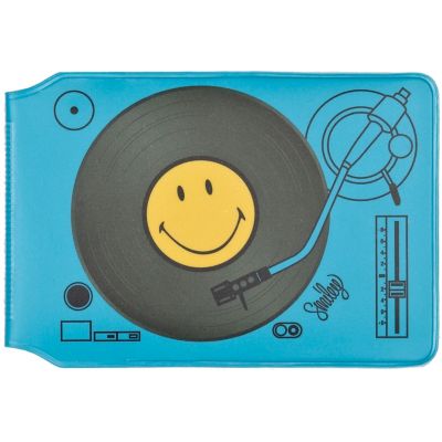 Blue dj smiley print card holder