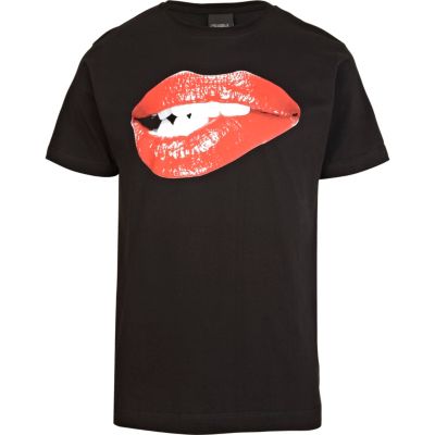Black To The Black lip print t-shirt
