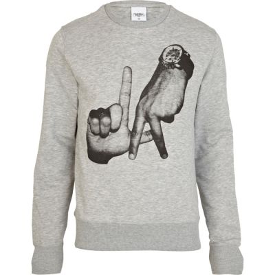 Grey To The Black LA hand print sweatshirt