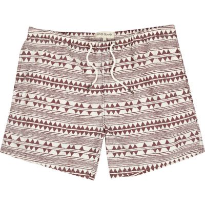 Red zig zag print swim shorts