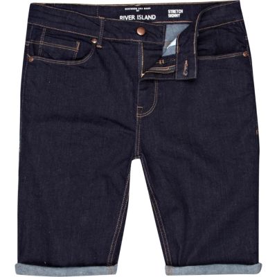 Dark wash skinny stretch denim shorts 