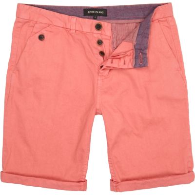 Pink turn up chino shorts