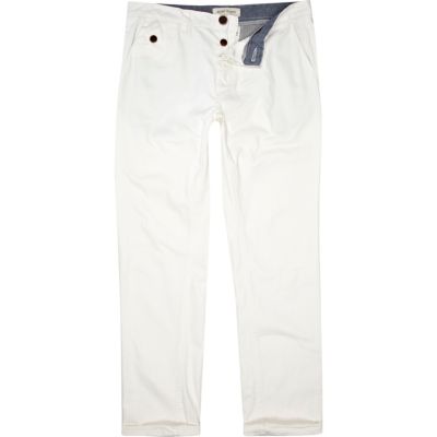 White slim turn up chinos