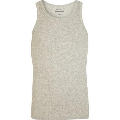 Grey marl ribbed vest