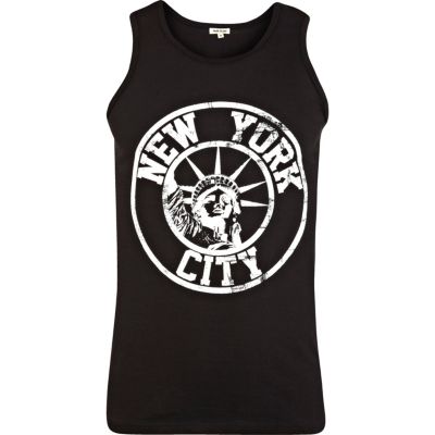 Black New York City print vest