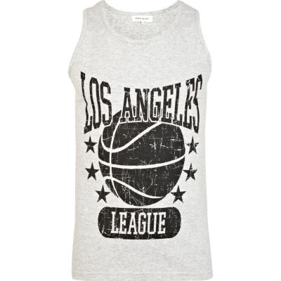 Grey Los Angeles league print vest