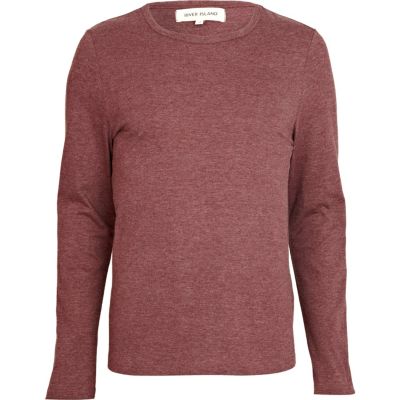 Red marl crew neck long sleeve t-shirt