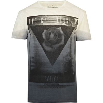 Blue dip dye triangle print t-shirt
