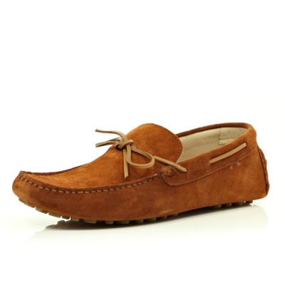 Brown suede boat shoes