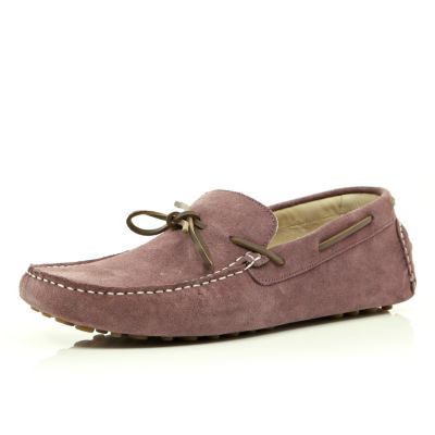 Purple suede boat shoes