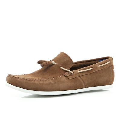 Brown Base suede tassel loafers