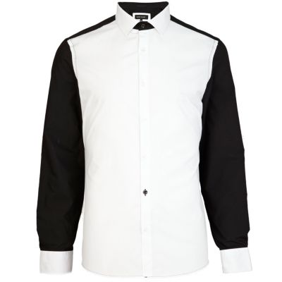 Black and white colour block shirt