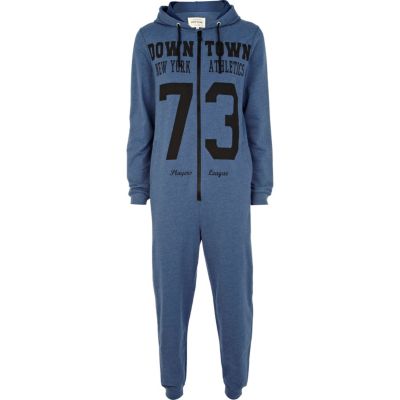 Navy Downtown New York print onesie