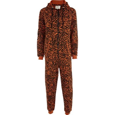 Orange tiger print onesie 