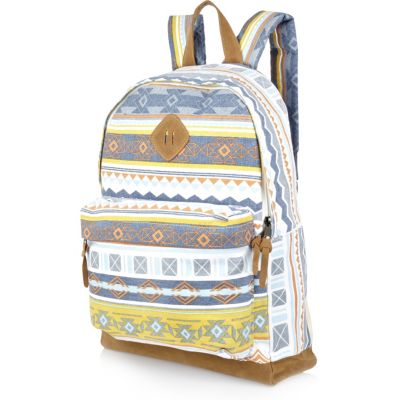 Navy aztec print rucksack