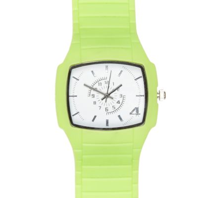 Green square face rubber watch 