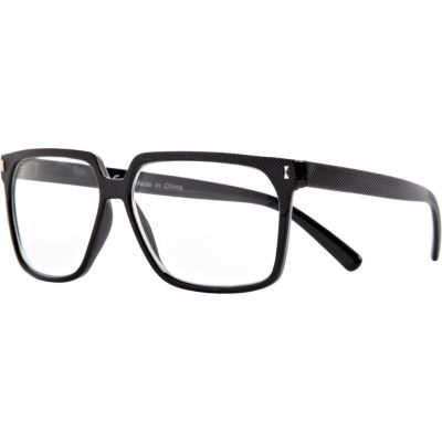 Black textured clear nerd glasses