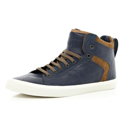 Navy contrast panel high tops