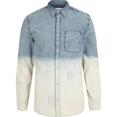 Acid wash dip dye denim shirt 