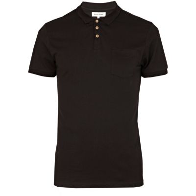 Black short sleeve polo shirt