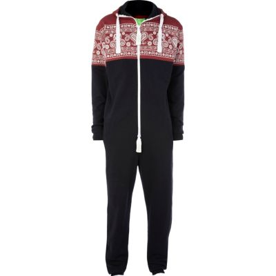 Navy Dirty Roller paisley print onesie