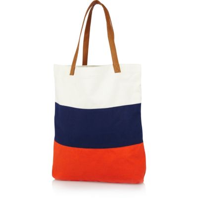 Orange colour block shopper bag 