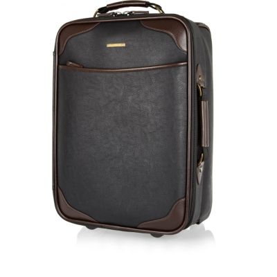 Black contrast trim wheelie suitcase