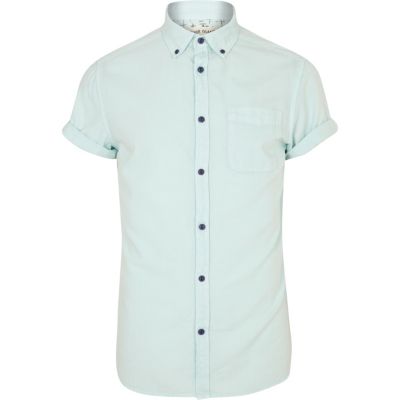 Green pastel short sleeve shirt