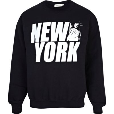 Black New York statue print sweatshirt