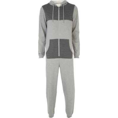 Grey colour block onesie