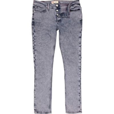Purple acid wash Flynn skinny jeans