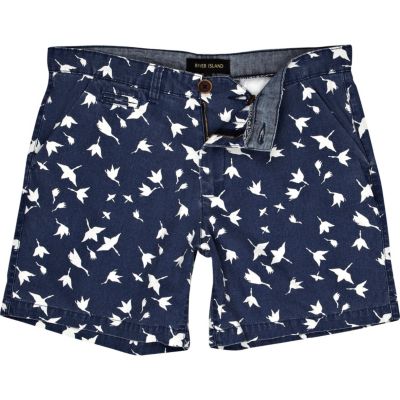 Blue flower print shorts
