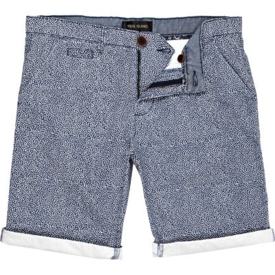 Blue ditsy print turn up shorts