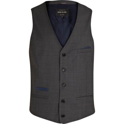 Grey contrast pocket trim waistcoat 
