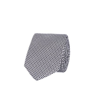 Navy tile print tie