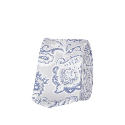 Grey and blue paisley jacquard tie