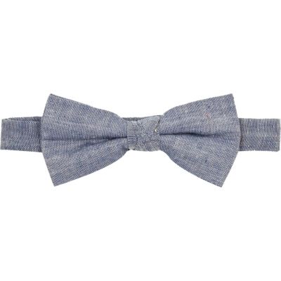 Light blue denim neppy bow tie 