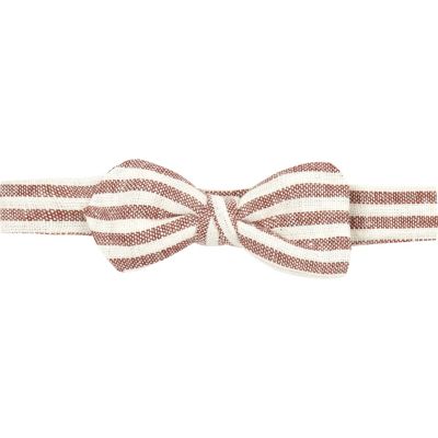 Red and cream stripe bow tie 