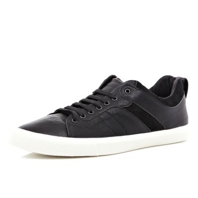 Black contrast trim lace up trainers