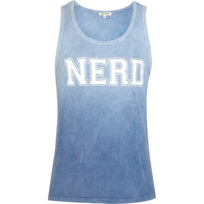 Blue faded nerd print vest